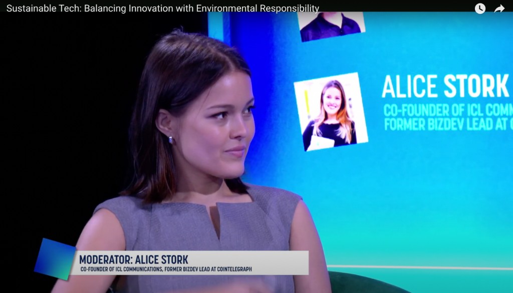 Alice moderating Sustainable Tech panel