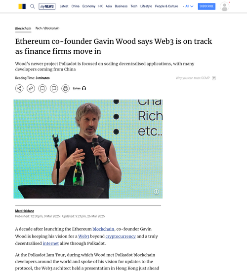 South China Morning Post feature on Gavin Wood and Polkadot